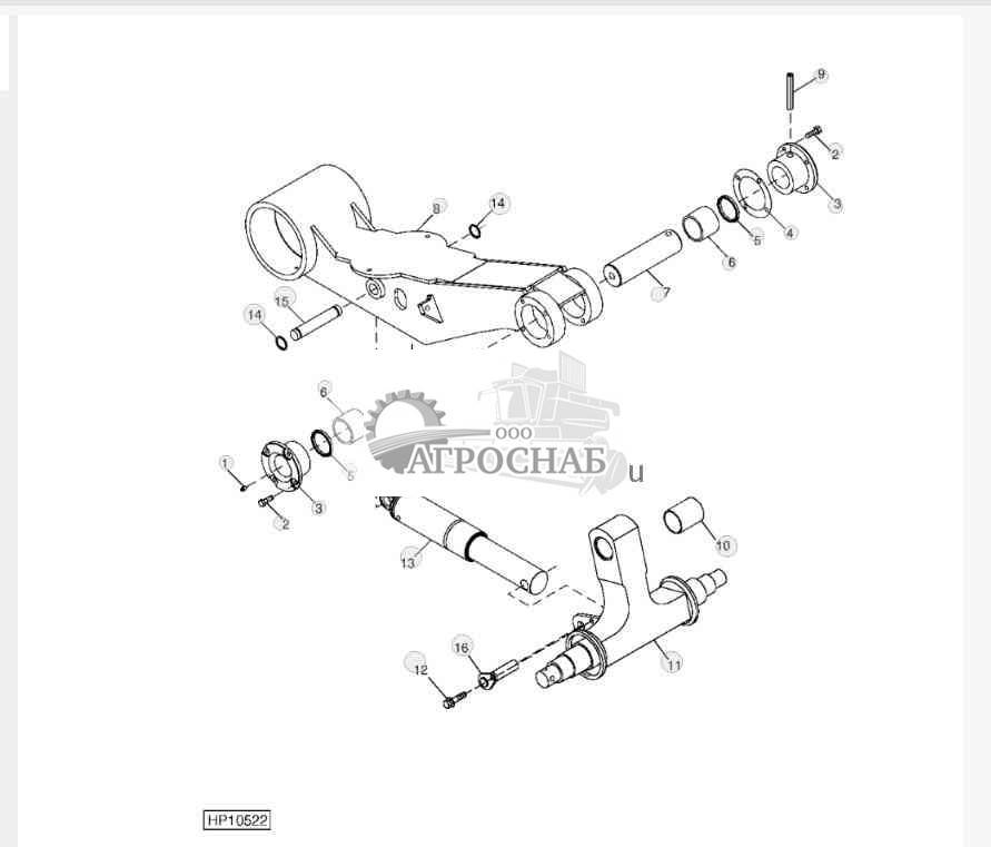 REAR ARM, TENSION CYLINDER AND IDLER AXLE 